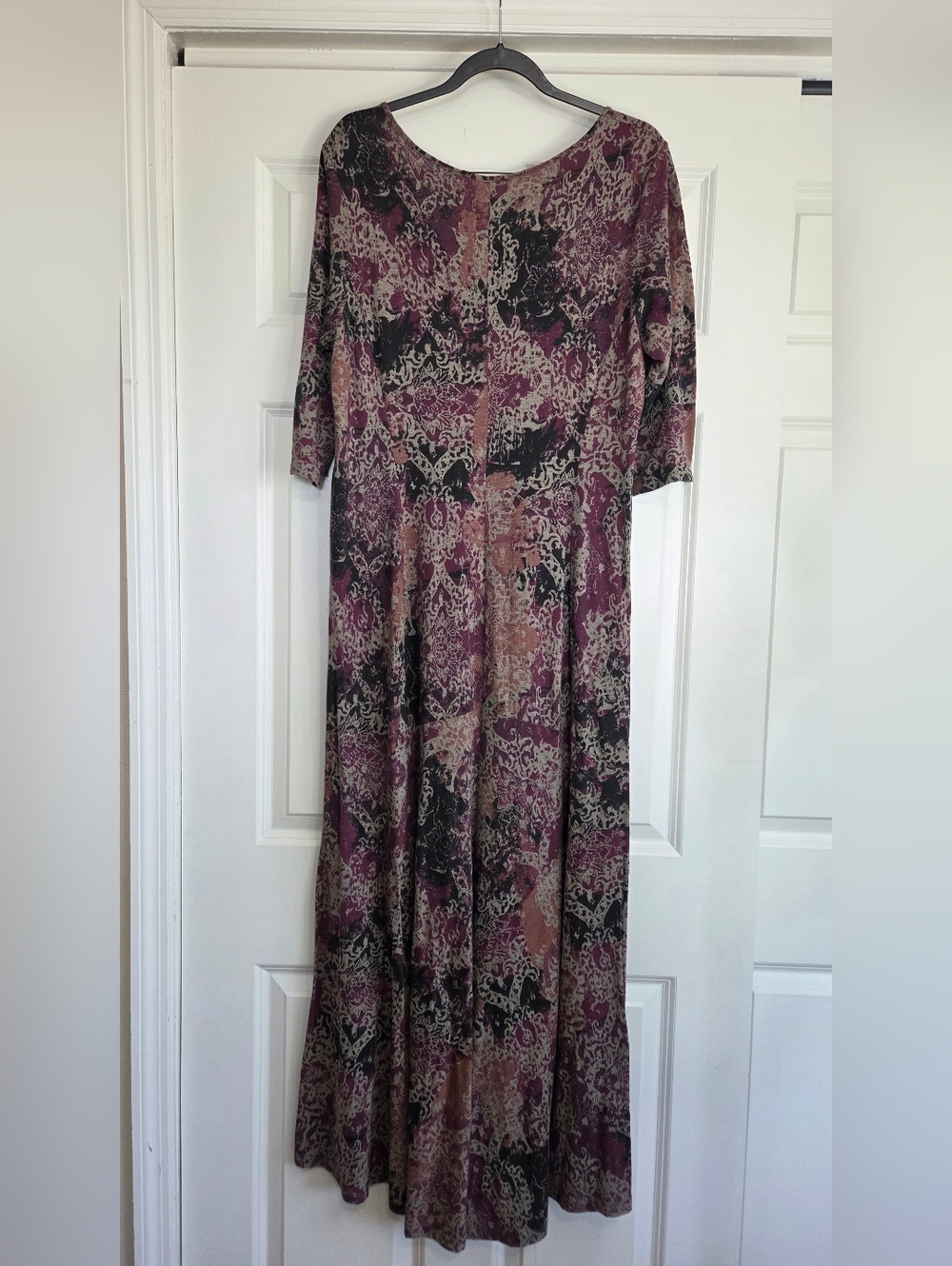 Peruvian Connection Purple Damask Print Maxi Dress - Size L - Picture 2 of 8